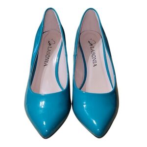 Lasonia beautiful teal patent heels Size 6 1/2